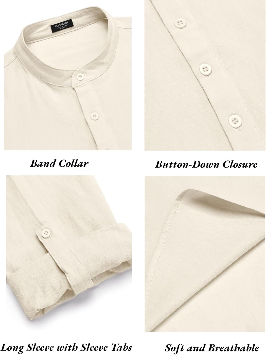 COOFANDY Men's 2 Pieces Cotton Linen Set Casual Long Sleeve Henley Shirts Beach Pants With Pockets Summer Yoga Outfits