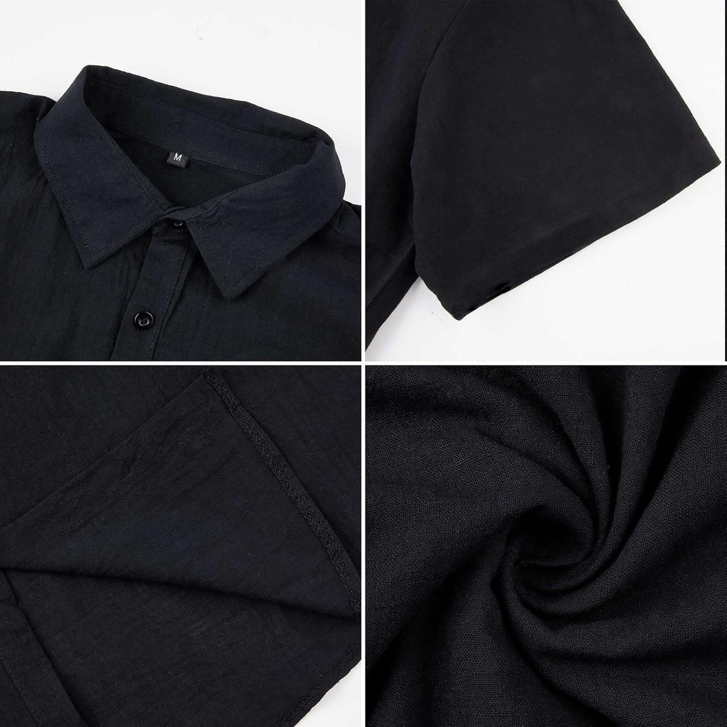 Halfword Men's Loose Fit Short Sleeve Linen-Cotton Shirt for Summer Casual Beach Wedding Party
