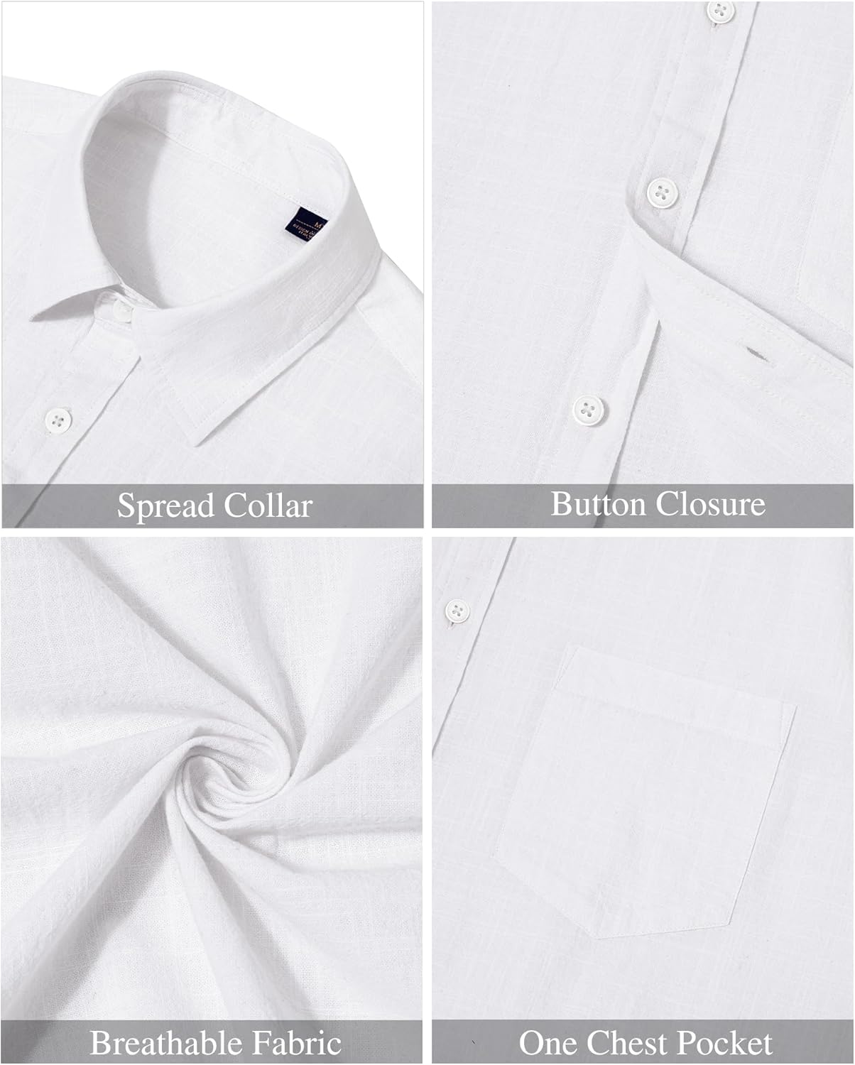 J.VER Men's Short Sleeve Linen Shirt Regular Fit Casual Summer Beach Shirt with Pocket