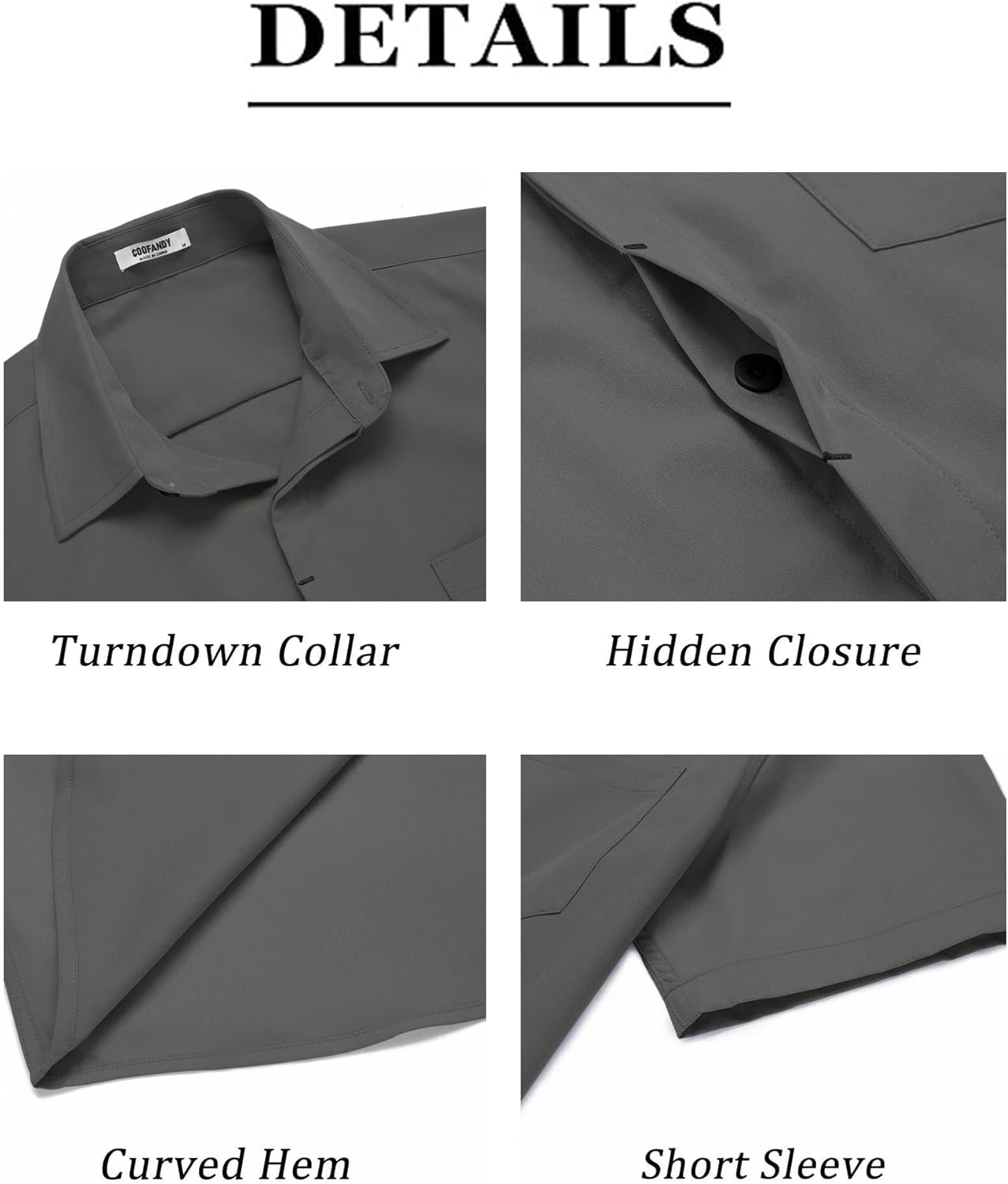 COOFANDY Mens Short Sleeve Button Down Shirt Casual Untucked Summer Shirt with Pocket