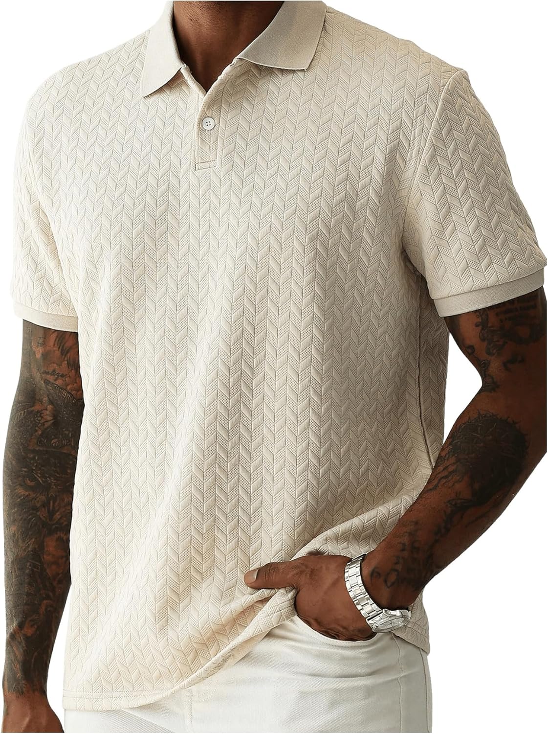 Verdusa Camisa masculina de golfe de manga curta com botão frontal Old Money Work Business Collar Shirt
