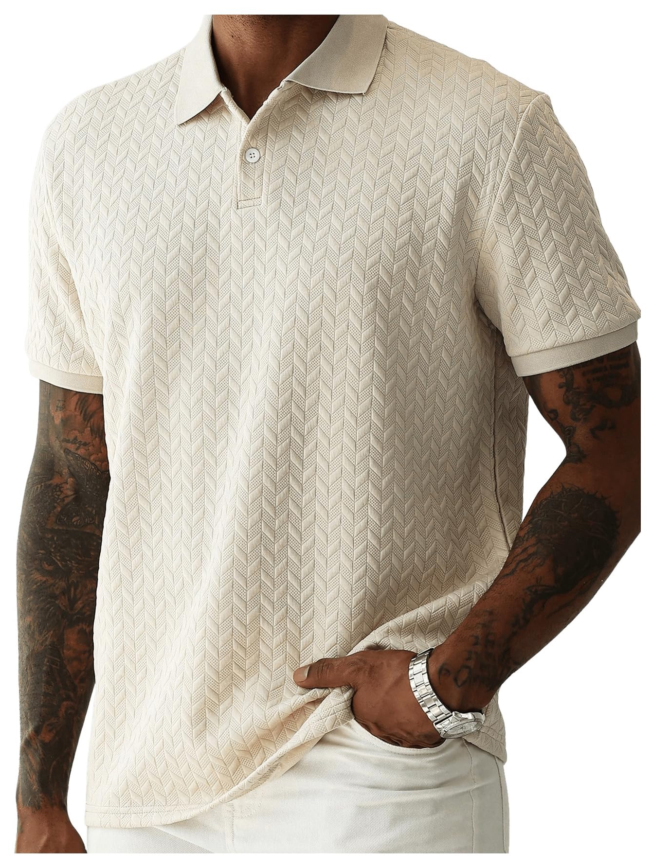 Verdusa Camisa masculina de golfe de manga curta com botão frontal Old Money Work Business Collar Shirt