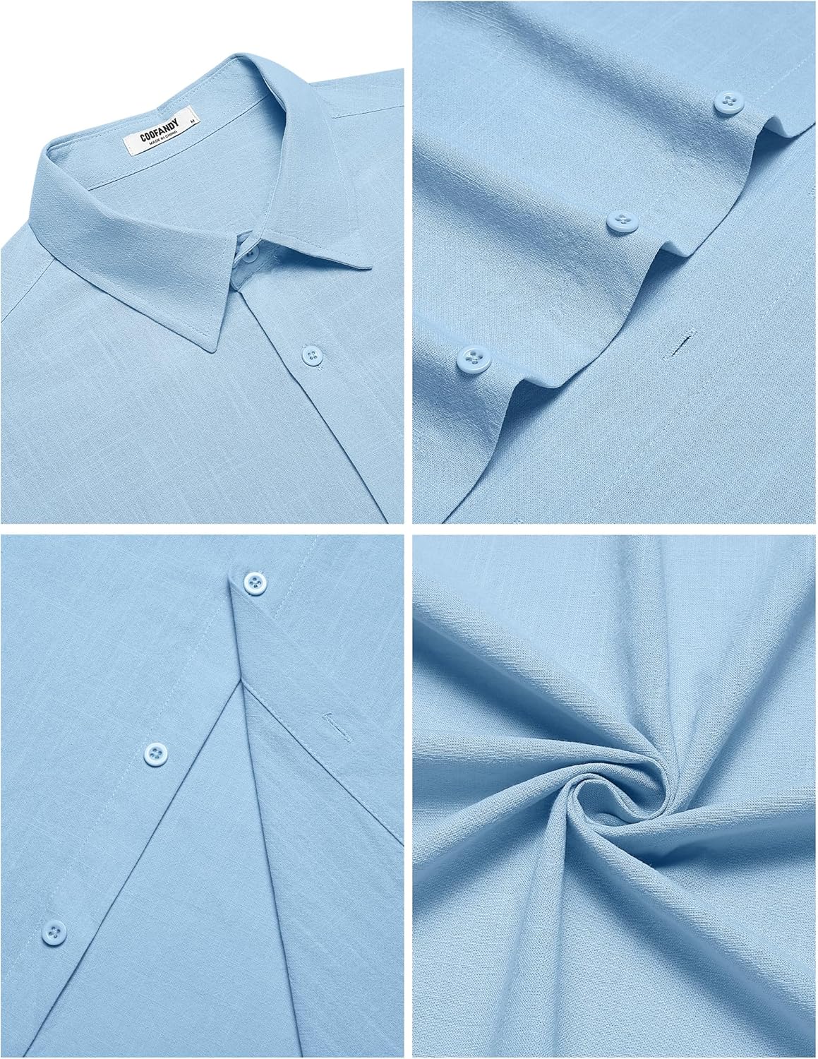COOFANDY Men's Short Sleeve Summer Shirts Cotton Shirts Casual Beach Shirts Holiday with Pocket