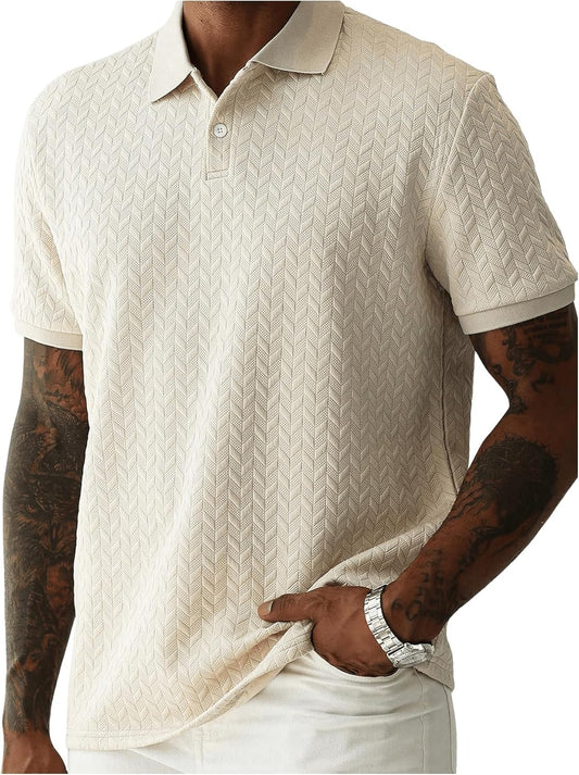 Verdusa Camisa masculina de golfe de manga curta com botão frontal Old Money Work Business Collar Shirt
